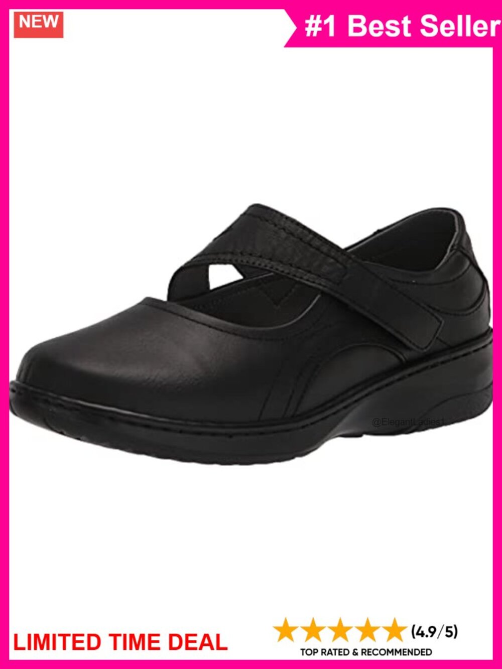 Mary Jane Slip On Flats Full-Grain Leather Cushioned Casual Walking